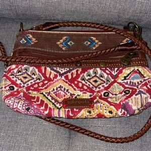 Sakroots Red and Brown Patterned Crossbody Bag